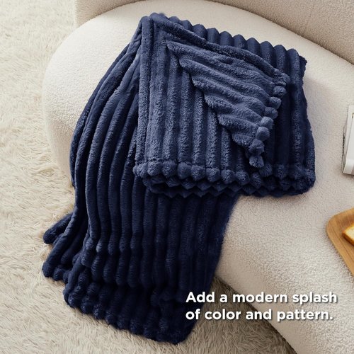 Bedsure GentleSoft Navy Blue Fleece Blanket - Cozy Soft Throw for Couch, 50x70 Inches