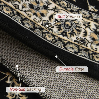 XWZO Runner Rug 2x6ft, Washable Hallway Runner with Non-Slip Backing, Spill Stain Resistant Floor Mat for Entryway Corridor Bedroom Kitchen Farmhouse, Soft Low-Pile Area Carpet, Black