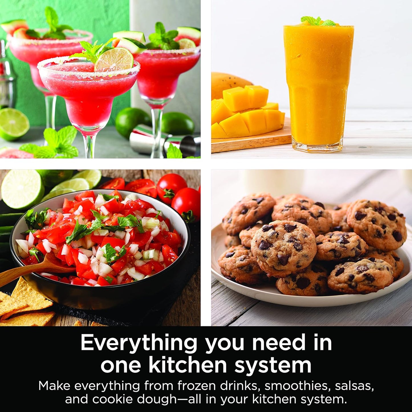 Ninja Kitchen System - All-in-One Food Processor & Blender for Smoothies | Includes Pitcher, Travel Cup & 8-Cup Bowl | Perfect for Salsa, Dough, Shakes & Frozen Drinks | 120 Volts | Black | BL770AMZ