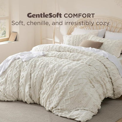 Bedsure Boho Duvet Cover - Soft & Comfortable Queen Size Bedding Set | Elegant Beige Design, Machine Washable