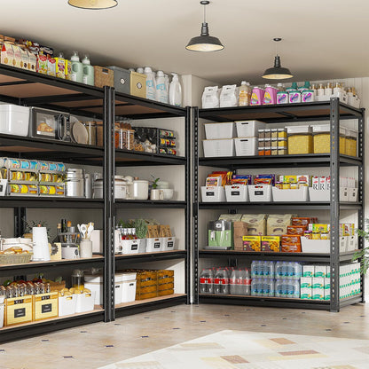 REIBII 5-Tier Heavy Duty Storage Shelves - Adjustable Metal Shelving Unit for Garage, Basement, Kitchen | 72" H x 35.55" W x 16" D, Black