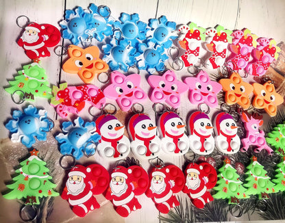 Skiennix Mini Pop Santa Claus Fidget Toys - 100 Pack Variety for Christmas Party Favors & Classroom Prizes