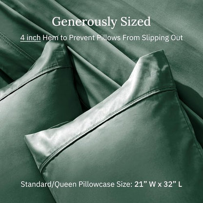 California Design Den Queen Pillowcase Set - 400 Thread Count, 100% Cotton Sateen, Soft & Breathable - Hunter Green, Set of 2