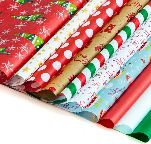 Joiedomi Christmas Tissue Paper - 150 Assorted Sheets for Easy Gift Wrapping | Perfect for Boxes & Wine Bottles