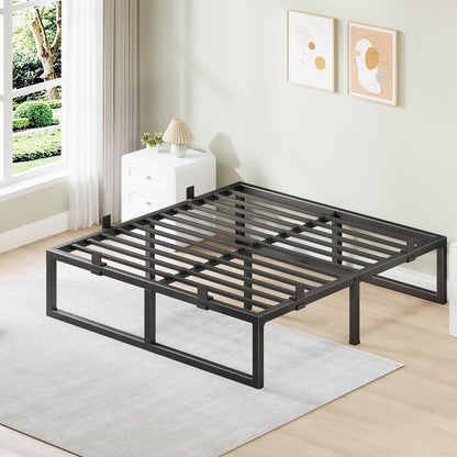 Skiennix Queen Bed Frame - 14 Inch Metal Platform with Squeak-Free Design & Heavy-Duty Support | Black