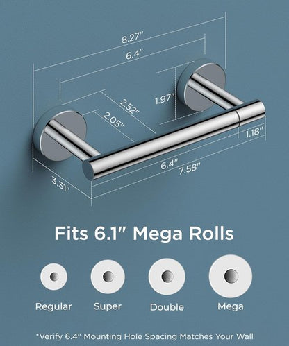 FORIOUS Toilet Paper Holder - Rustproof Stainless Steel Double Post Pivoting Design | Chrome Finish
