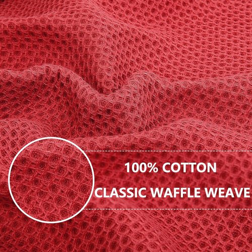 Homaxy Kitchen Dish Cloths - 100% Cotton Waffle Weave, Ultra Soft & Absorbent, 12x12 Inches, 6-Pack, Brick Red
