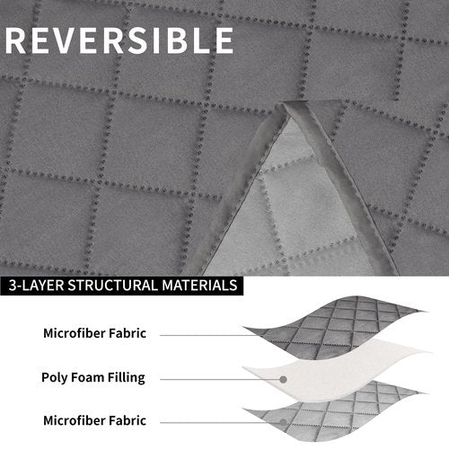 Easy-Going Recliner Sofa Cover, Reversible Couch Cover for 3 Seat Recliner, Split Sofa Cover for Each Seat, Furniture Protector with Elastic Straps for Dogs, Pets(3 Seater, Gray/Light Gray)
