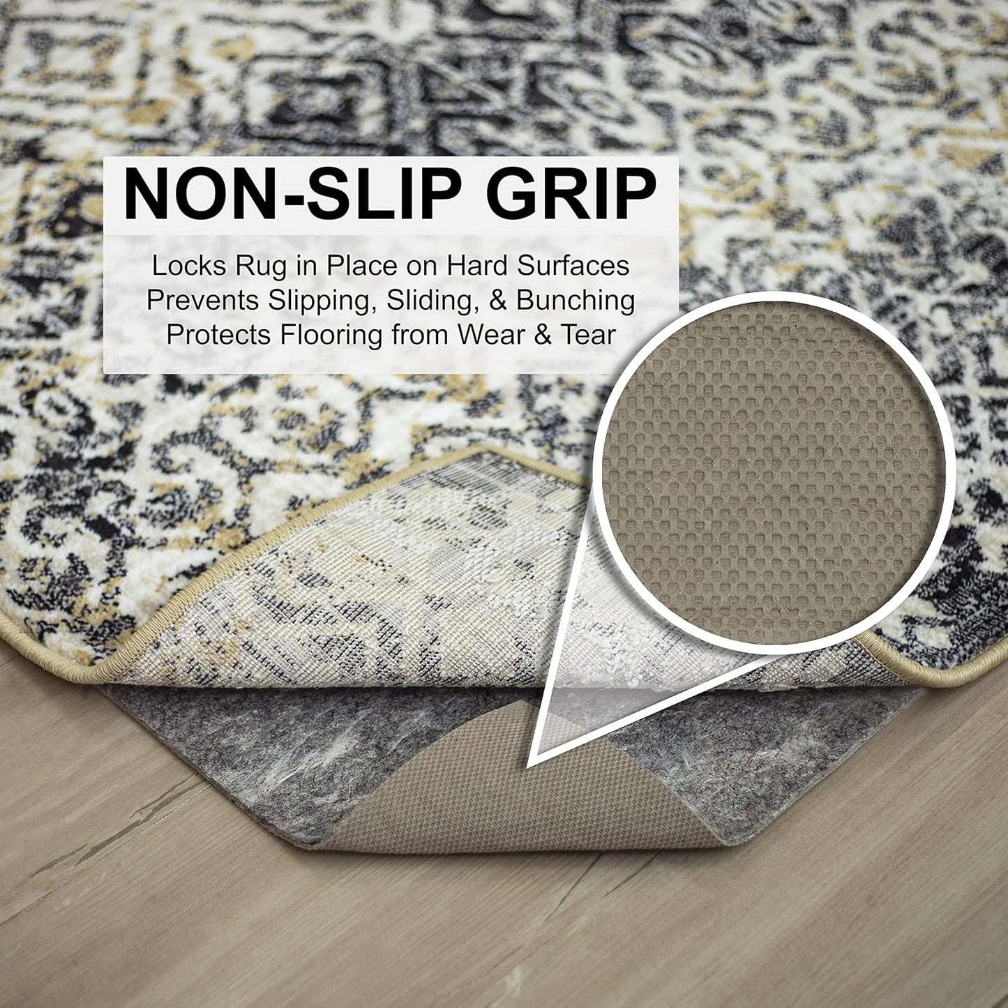 Mohawk Home Non-Slip Rug Pad - 1/2" Thick Felt & Latex Rubber Gripper - 2' x 6' for Hardwood & Tile Floors