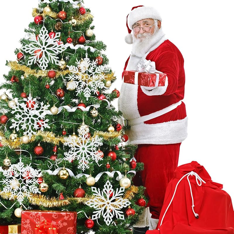 24 Pcs 12 Inch White Snowflake Ornaments - Large Christmas Decor (Variation: White+24)