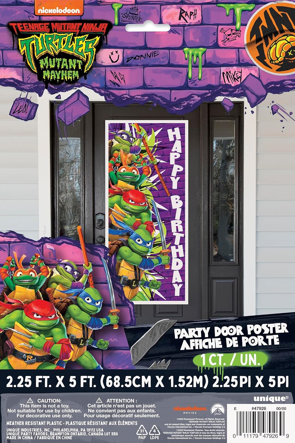 Teenage Mutant Ninja Turtles Birthday Door Poster - 27" x 60" | Vibrant Party Decoration for Kids