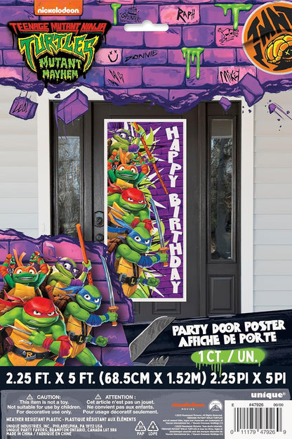 Teenage Mutant Ninja Turtles Birthday Door Poster - 27" x 60" | Vibrant Party Decoration for Kids