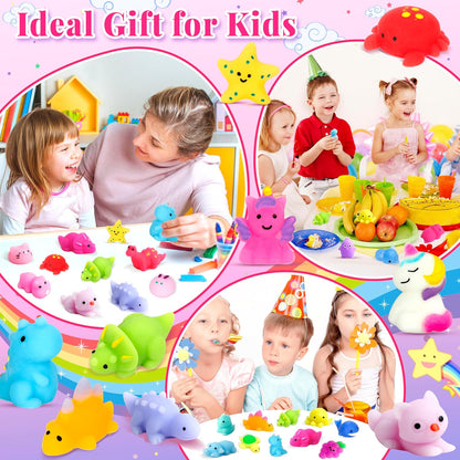 Skiennix 150 Pack Mochi Squishy Toys - Kawaii Stress Relief Party Favors for Kids, Bulk Gifts