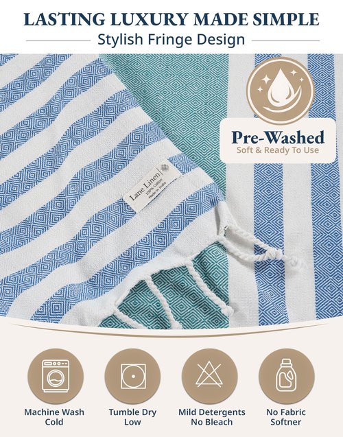 LANE LINEN Beach Towels for Women - 2 Pack Large Beach Towels Oversized, Pre-Washed, Sand Free Towel, Quick Dry, Lightweight and Soft Bath Towel, 39"x71" - Old Glory Teal