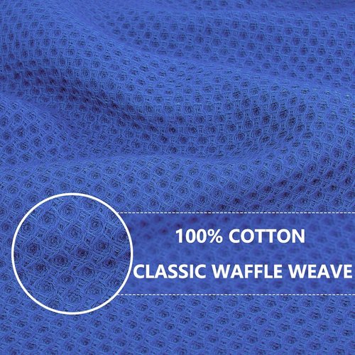 Homaxy Kitchen Dish Towels - Ultra Soft 100% Cotton Waffle Weave, Quick Drying, 13 x 28 Inches, 4-Pack, Blueberry
