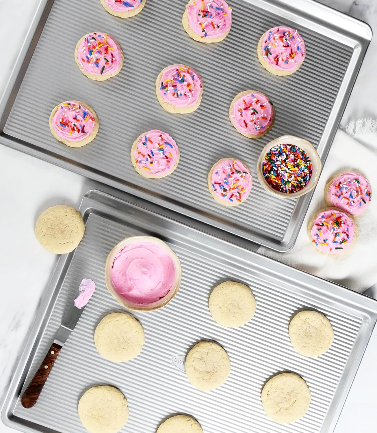 USA Pan Bakeware Cookie Sheet - Warp Resistant Nonstick Baking Pan Set of 2 | Made in the USA, Aluminized Steel