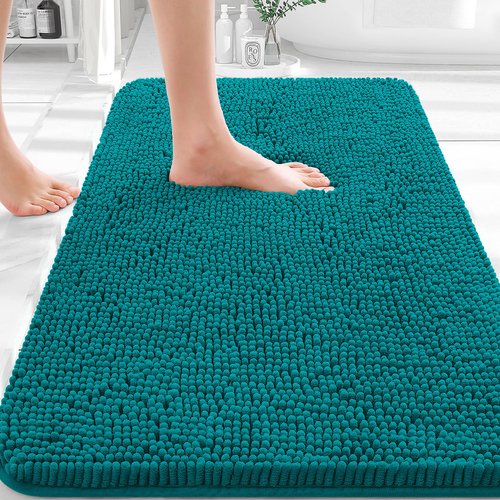 OLANLY Bathroom Rugs 30x20, Extra Soft Absorbent Chenille Bath Rugs, Rubber Backing Quick Dry, Machine Washable Bath Mats for Bathroom Floor, Tub and Shower, Home Decor Accessories, Deep Lake