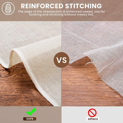 Grade 100 Precut Cheesecloth by [Brand Name] - Ultra Fine Straining & Cooking Cloth | 15 x 15'' 4 Pack, 100% Unbleached Cotton