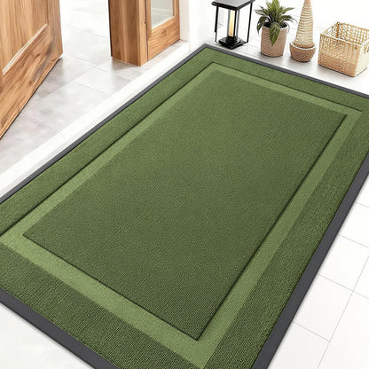 OLANLY Front Door Mat Indoor Outdoor Entrance, Waterproof All-Season, All-Weather Doormat, Sturdy Natural Rubber, Low Profile, Easy Clean Patio Porch Entryway Mat, 47x32, Classic Green