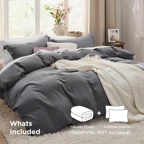 Bedsure Oversized King Duvet Cover Set - Extra Soft Prewashed Cotton-Like Bedding, 120x98 Inches with Zipper Closure & 2 Pillow Shams