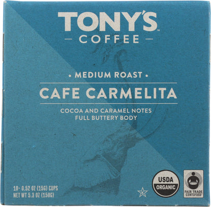 Tony's Coffee Cafe Carmelita Medium Roast Coffee Single Serve Capsules, 10 ct