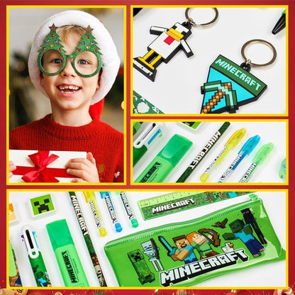 **Minecraft Advent Calendar 2025 - 24 Fun Items Including Keychains, Pens & Notebooks - Perfect Gamer Xmas Gift**