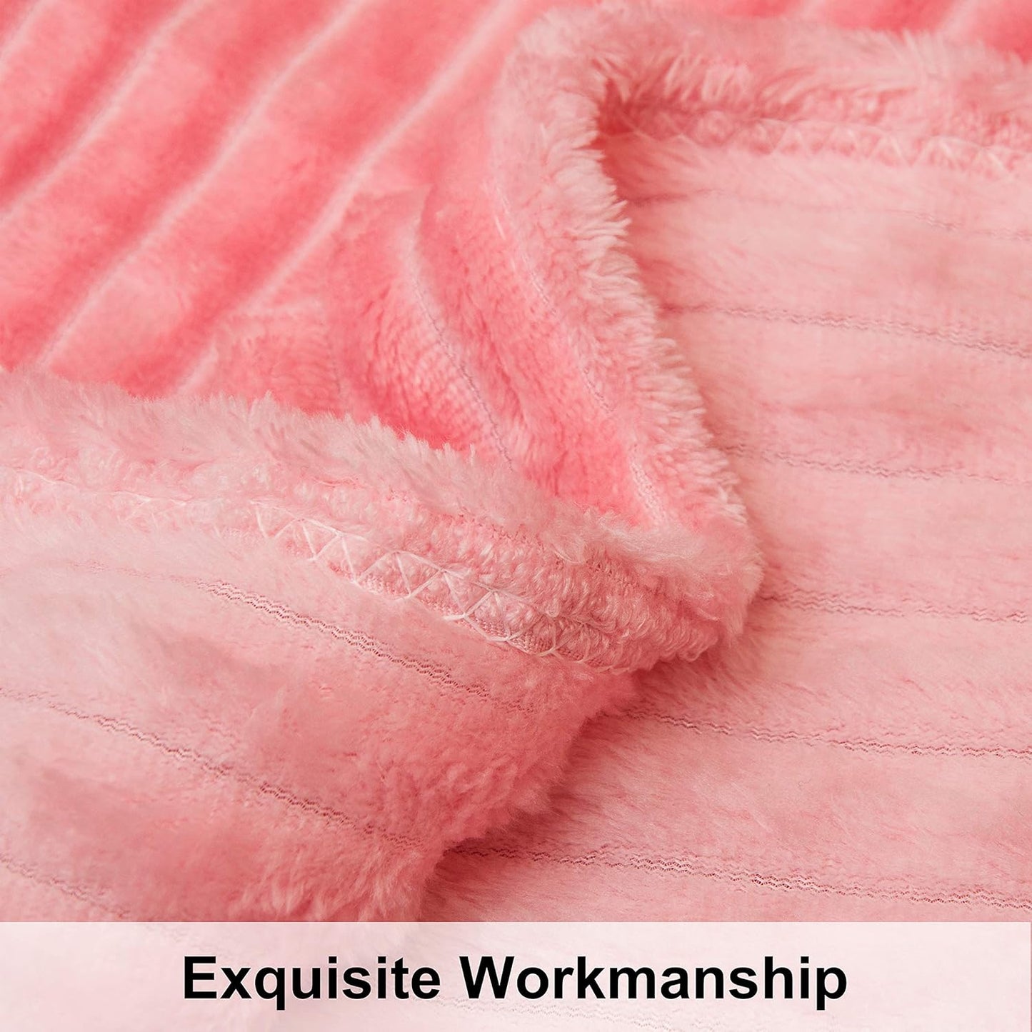 NTBAY Flannel Toddler Blanket - Fluffy Reversible Stripes Design, Warm & Lightweight, 30x40 Inches, Pink