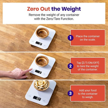 Etekcity Digital Kitchen Scale - Accurate Weighing in Grams & Ounces for Baking & Cooking | White
