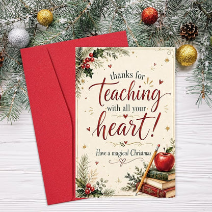 Heollaok Christmas Card for Teacher – White Greeting Card Set
