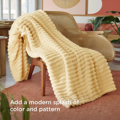 Bedsure GentleSoft Fleece Throw Blanket - Super Soft Custard Yellow Cozy Blanket, 50x60 Inches