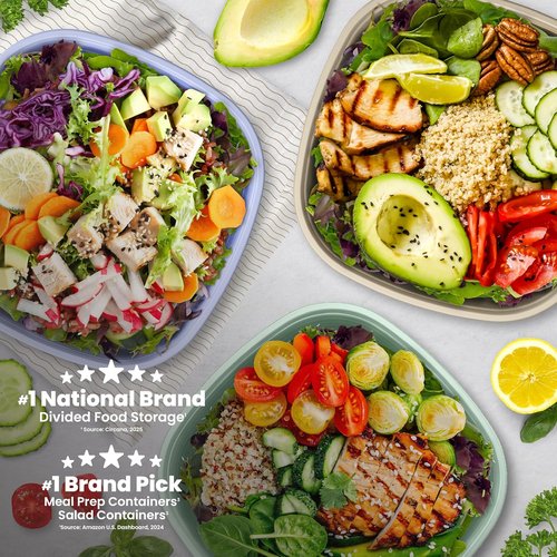 Bentgo Prep - 1-Compartment Meal Prep Bowls with Custom Fit Lids - Durable, Microwaveable, BPA-Free | 10 Bowls & Lids (Champagne)