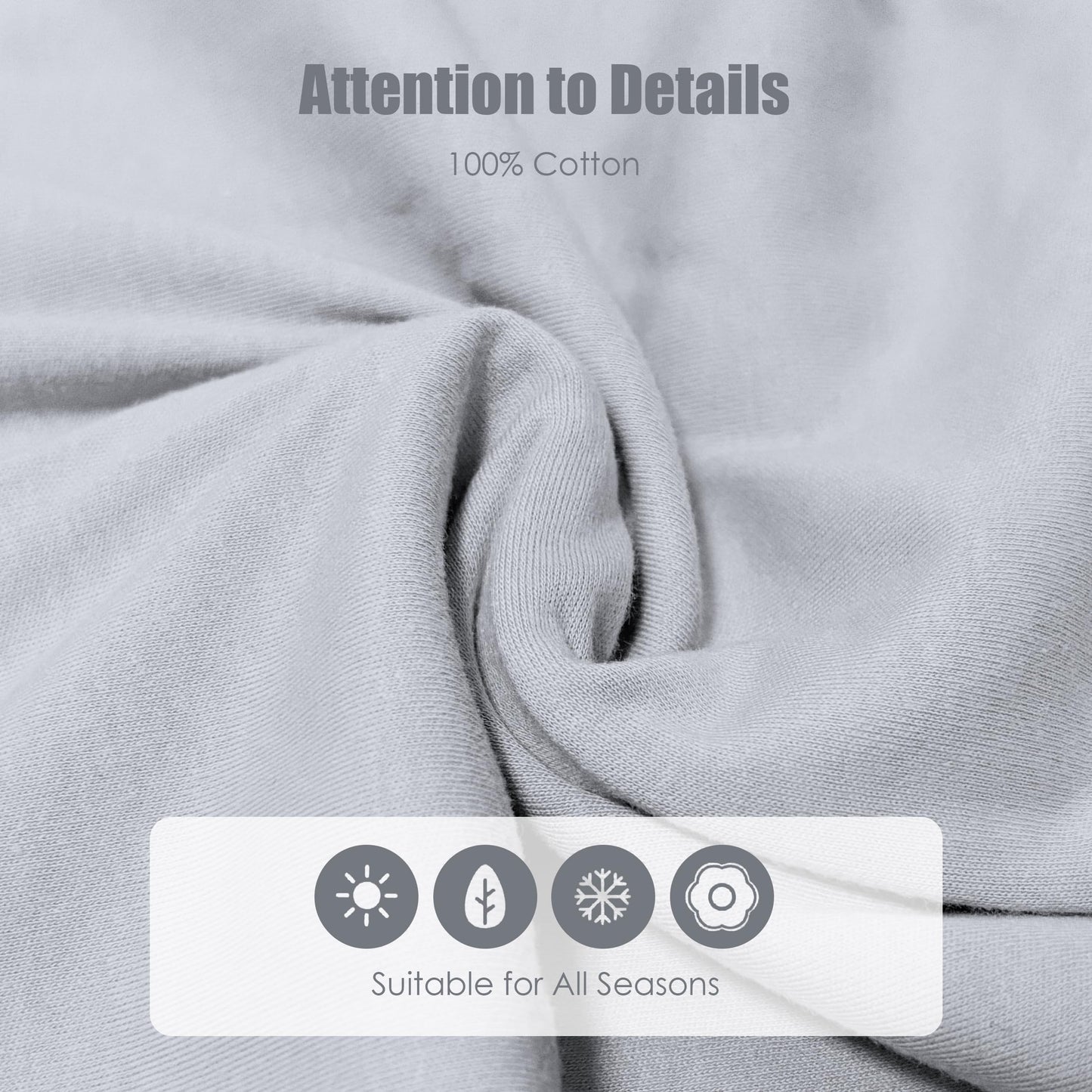 SWEET DOLPHIN Baby Sleep Sack 0-6 Months - 100% Cotton 2-Way Zipper TOG 0.5 Infant Wearable Blanket, Newborn Essentials Toddler 3 Pack Sleeping Sacks - Grey