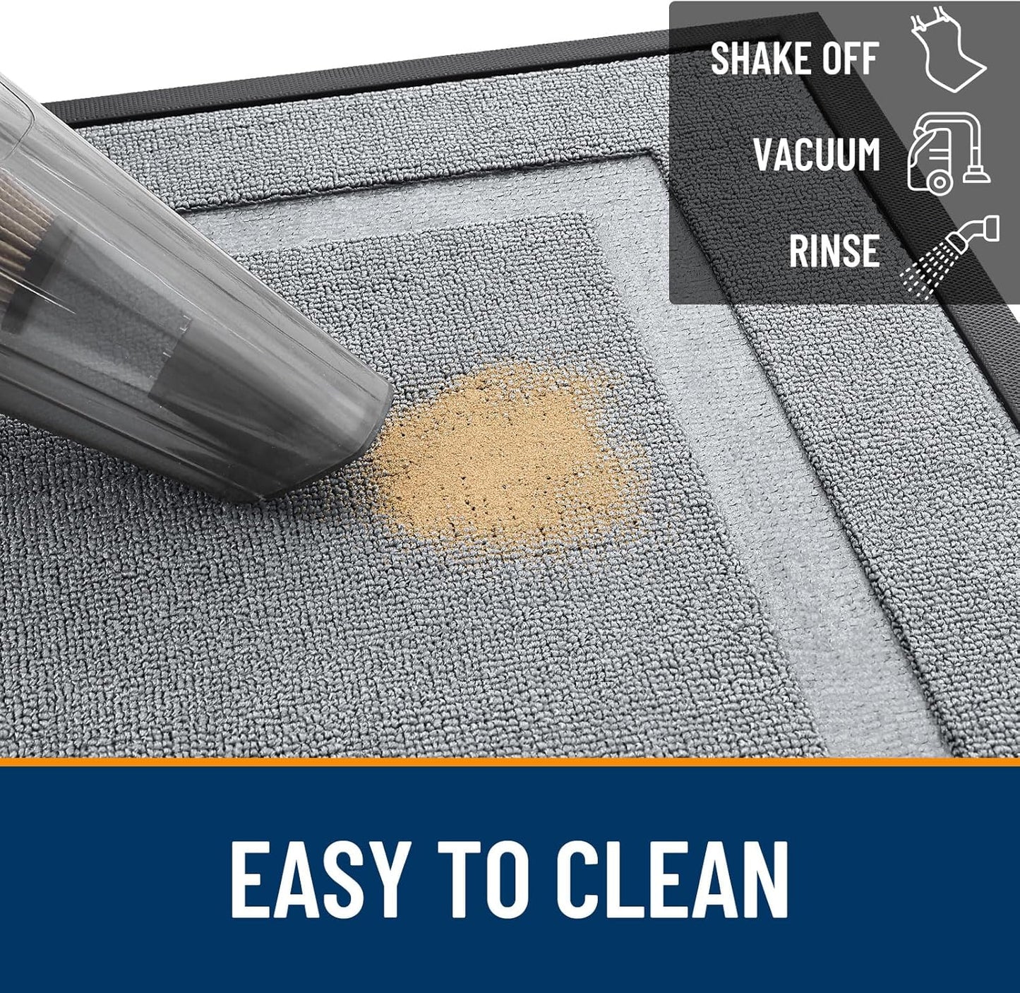 OLANLY Indoor Outdoor Front Door Mat - Waterproof All-Weather Doormat, Easy Clean, 29.5x17, Ash Gray