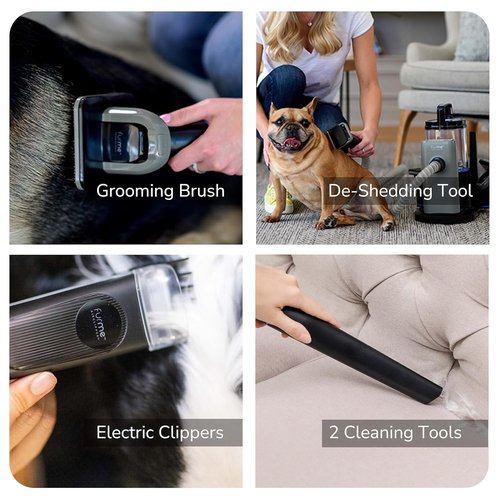 FURME Professional Plus Pet Grooming Vacuum Kit - Quiet & Safe Dog & Cat Grooming Tools | 2L Canister