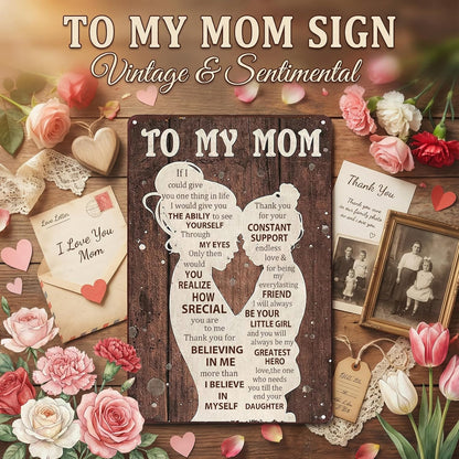 To My Mom Sign - Heartfelt 'I Love You' Gift | Home Decor for Kitchen, Bedroom, Office - 12" x 8"