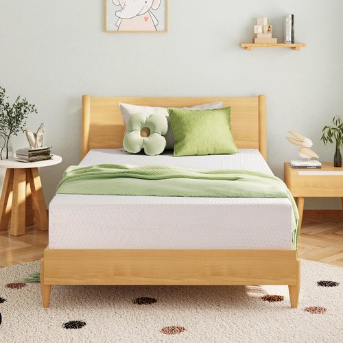 EGOHOME 8-Inch Twin Memory Foam Mattress - Cooling Green Tea Gel for Pressure Relief | CertiPUR-US Certified, 75''L x 38''W, White