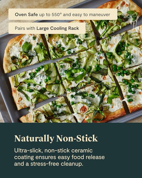 Caraway Non-Stick Ceramic Baking Sheet Duo - Non-Toxic, PTFE & PFOA Free - Ideal for Baking & Roasting - Large (18" x 13") - Cream