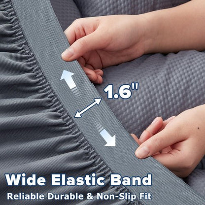 ELVEN HOME Queen Mattress Topper Pillow Top Cooling Mattress Pad Quilted Fitted Thick Mattress Cover Queen Size Bed 8-21" Deep Pocket, Grey