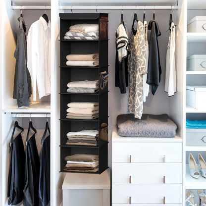 Simple Houseware 6-Shelf Closet Organizer - Versatile Hanging Storage Solution in Black