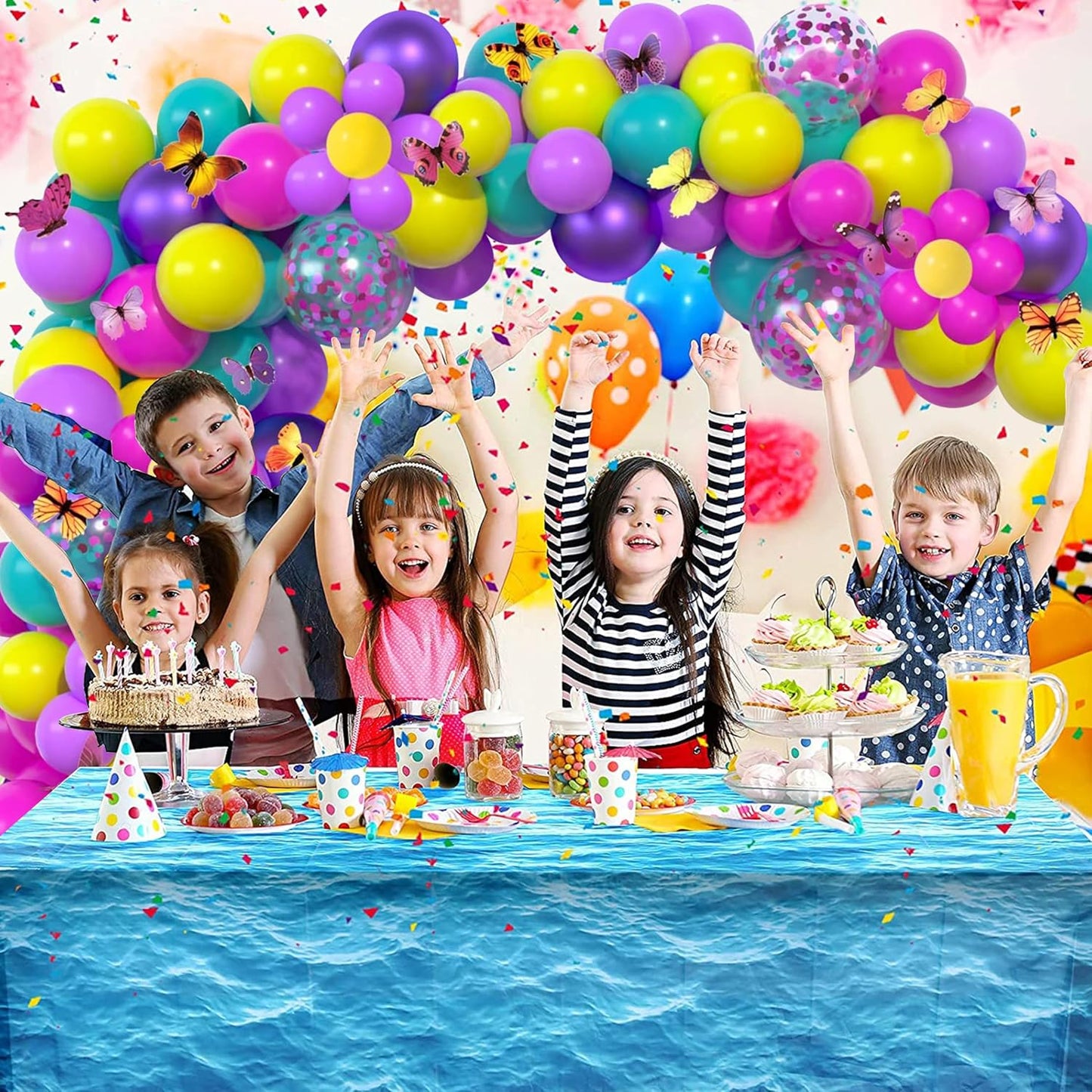 Skiennix 12-Inch Hot Pink, Purple & Teal Balloons - 60 Pcs Metallic Confetti for Kids' Birthday & Baby Shower Party Decor