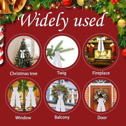 RunNico White Wreath Sash - 4.5" W x 56.3" L | 2 Pack Plain Embroidered Decor for All Occasions