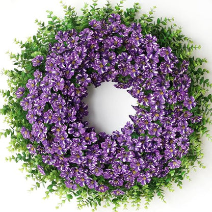 26" Eucalyptus Wreath by [Brand Name] - Faux Morning Glory Flowers for Spring & Summer Decor | Purple