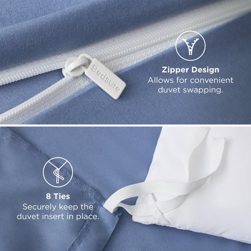 Bedsure Duvet Cover King Size - Soft Double Brushed Bedding Set for Kids & Adults, Zipper Closure, 3 Pieces, Includes 1 Duvet Cover (104"x90") & 2 Pillow Shams, NO Comforter, Slate Blue