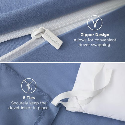 Bedsure Duvet Cover King Size - Soft Double Brushed Bedding Set for Kids & Adults, Zipper Closure, 3 Pieces, Includes 1 Duvet Cover (104"x90") & 2 Pillow Shams, NO Comforter, Slate Blue
