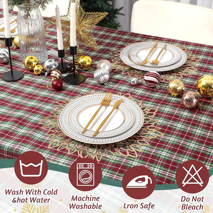 Frienda 2pcs Christmas Checkered Tablecloth 52 x 70 Inch Red Green - Variation Red Green+52 x 70 Inch