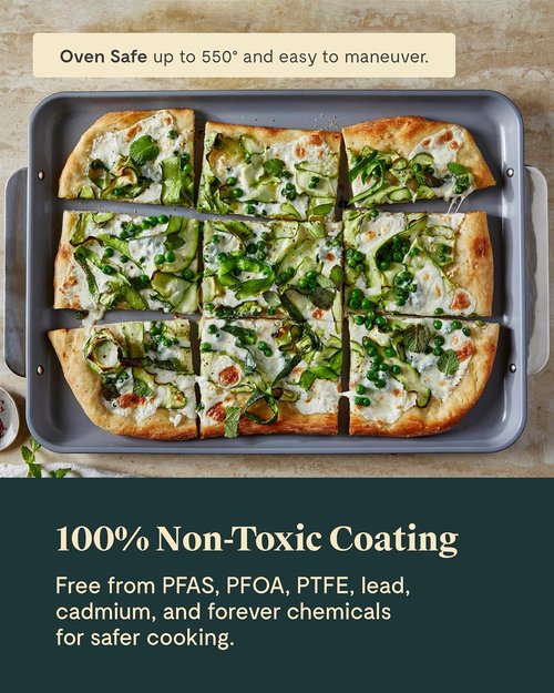 Caraway Non-Stick Ceramic Baking Sheet Trio - Non-Toxic & PTFE Free - Large 18"x13", Medium 15"x10", Small 9"x13" - Gray