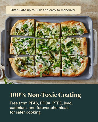 Caraway Non-Stick Ceramic Baking Sheet Trio - Non-Toxic & PTFE Free - Large 18"x13", Medium 15"x10", Small 9"x13" - Gray