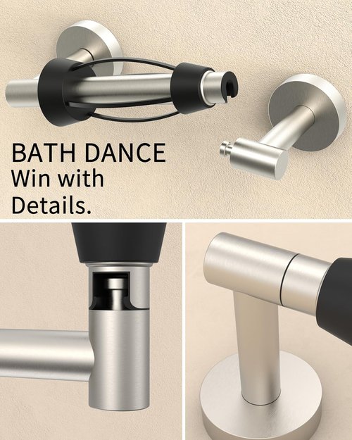Brushed Nickel Toilet Paper Holder by [Brand Name] - Easy Tear, Wall-Mounted, SUS 304 Stainless Steel, Double Post Design