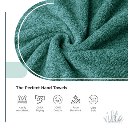 Villa Celestia 100% Cotton Wash Cloth for face & Body Set of 12, (12 x 12 inches) Sustainable, Soft, Highly Absorbent, Combed Cotton Wash Cloths Pack of 12 for Hotels, Spa, Bathroom, Dorm, Teal