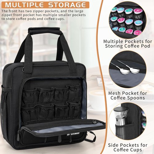 Keurig Coffee Maker Carrying Bag - Portable Storage Tote with Extra Pockets for K-Mini & K-Mini Plus
